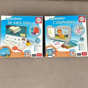 2 educational games/toys to help learn French. Like new, intact. Comme neuf!